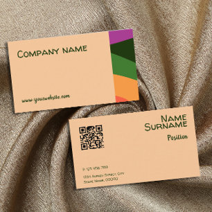Carte de visite QR orange jaune vert rose abstrait