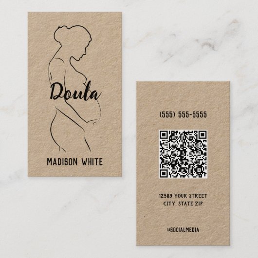 🤰 Carte de visite QR personnalisé Doula naissance (Devant / Derrière)