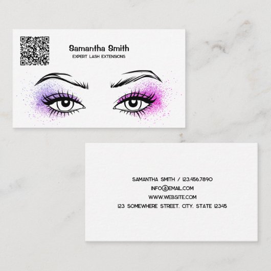 Carte de visite QR personnalisé EyeLash Tech (Devant / Derrière)