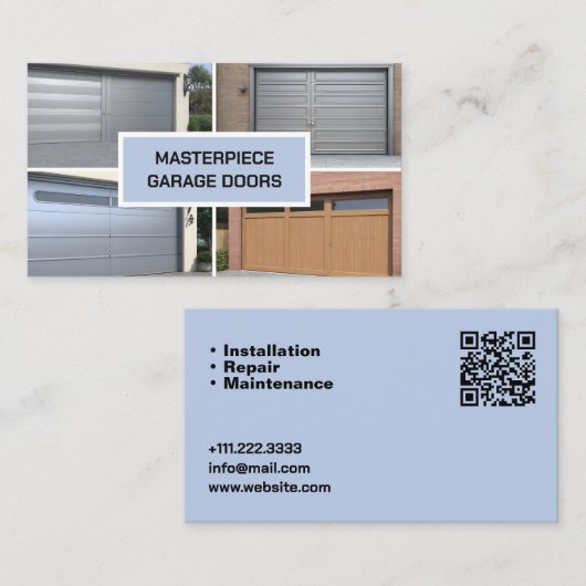 Carte de visite QR pour porte de garage (Devant / Derrière)