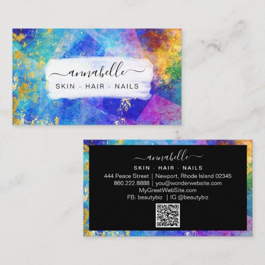 Carte De Visite *~* QR Rainbow AP26 Ethereal OPAL Parties scintill (Devant / Derrière)