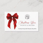 Carte De Visite QR Red Coquette Bow Elegant Events Design (Devant)