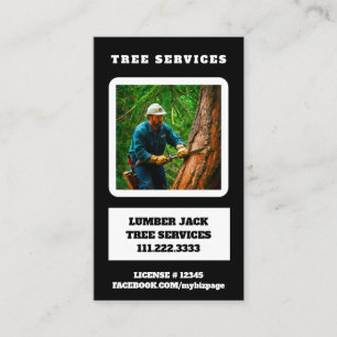 Carte De Visite *~* QR Tree Services - tronc d'arbre Jack de bois