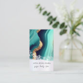 Carte De Visite *~* QR TURQUOISE Gold Marble Agate Foil AP66 (Debout devant)