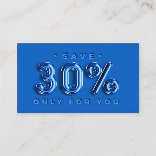 Carte De Visite QRCODE 30%OFF Remise Rose bleu Insérer VIP (Devant)