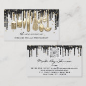 Carte De Visite QRCode Chef Déchets de cuisine Logo Couteau Gold G (Devant / Derrière)