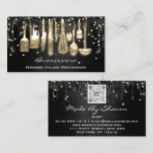 Carte De Visite QRCode Chef Déchets de cuisine Logo Couteau Noir O (Devant / Derrière)