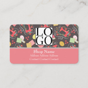 Carte de visite Qrcode Logo Marron Mignon Couture