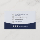 Carte De Visite QRCode professionnel photo bleu foncé gris (Dos)