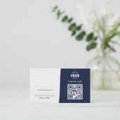 Carte De Visite QRCode professionnel photo bleu foncé gris (Debout devant)