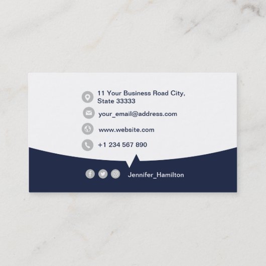 Carte De Visite QRCode professionnel photo bleu foncé gris (Dos)