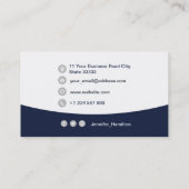 Carte De Visite QRCode professionnel photo bleu foncé gris (Dos)