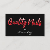 Carte De Visite Qualité Nails Code QR Logo Black Red Script (Devant)