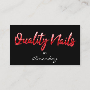 Carte De Visite Qualité Nails Code QR Logo Black Red Script