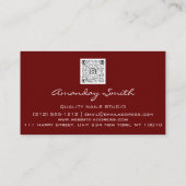 Carte De Visite Qualité Nails Code QR Logo Burgundy Red Gold (Dos)