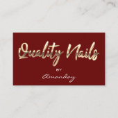 Carte De Visite Qualité Nails Code QR Logo Burgundy Red Gold (Devant)