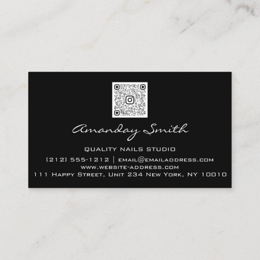 Carte De Visite Qualité Nails QR Code Logo Black Red Gold (Dos)