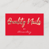 Carte De Visite Qualité Nails QR Code Logo Black Red Gold (Devant)