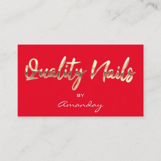 Carte De Visite Qualité Nails QR Code Logo Black Red Gold (Devant)