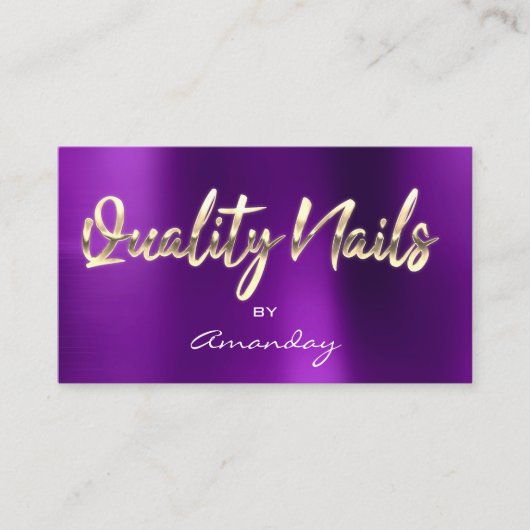 Carte De Visite Qualité Nails QR Code Logo Purple Gold (Devant)