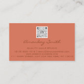 Carte De Visite Qualité Nails Script QR Code Logo Cuivre Orange (Dos)