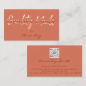Carte De Visite Qualité Nails Script QR Code Logo Cuivre Orange (Devant / Derrière)