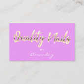 Carte De Visite Qualité Nails Script QR Code Logo Purple Rose (Devant)