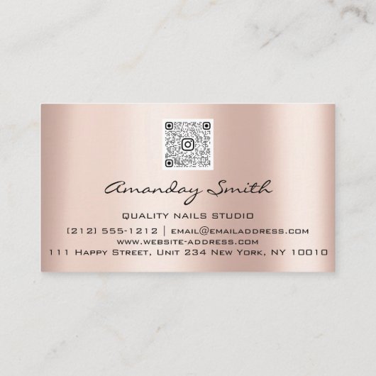 Carte De Visite Qualité Nails Studio QR Code Logo Rose Gold (Dos)
