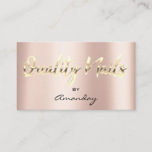 Carte De Visite Qualité Nails Studio QR Code Logo Rose Gold