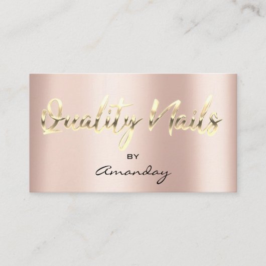 Carte De Visite Qualité Nails Studio QR Code Logo Rose Gold (Devant)