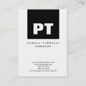 Carte De Visite Qualité Noir & Blanc Monogramme Unique Moderne (Devant)