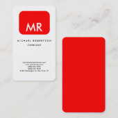 Carte De Visite Qualité Rouge Blanc Monogramme Élégant Unique (Devant / Derrière)