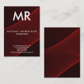 Carte De Visite Qualité Rouge Brown Moderne Monogramme Unique (Devant / Derrière)