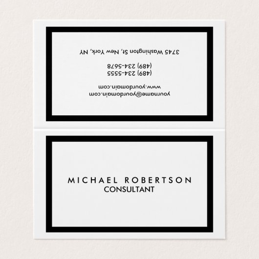 Carte De Visite Qualité Unique Bordure Noire Blanc (Extérieur déplié)