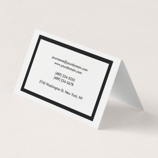 Carte De Visite Qualité Unique Bordure Noire Blanc (Dos)