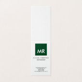 Carte De Visite Qualité Vert Blanc Monogramme Élégant Unique (Extérieur déplié)