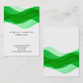 Carte De Visite Qualité Vert & Blanc Unique Moderne Courbes Motifs (Devant / Derrière)