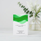 Carte De Visite Qualité Vert & Blanc Unique Moderne Courbes Motifs (Debout devant)
