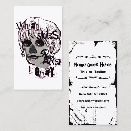 Carte De Visite quand le ciel est gris squelette (Devant / Derrière)
