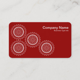 Carte De Visite Quatre engrenages - Blanc sur rouge rubis - Fond g