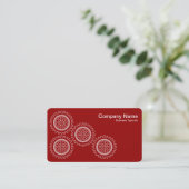 Carte De Visite Quatre engrenages - Blanc sur Ruby Rouge - Gris Re (Debout devant)