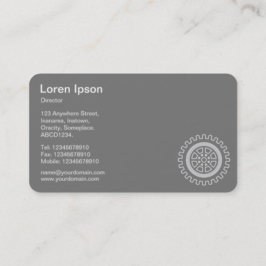 Carte De Visite Quatre engrenages - Blanc sur Vert foncé - Gris Re (Dos)