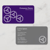 Carte De Visite Quatre engrenages III - blanc sur violet profond - (Devant / Derrière)