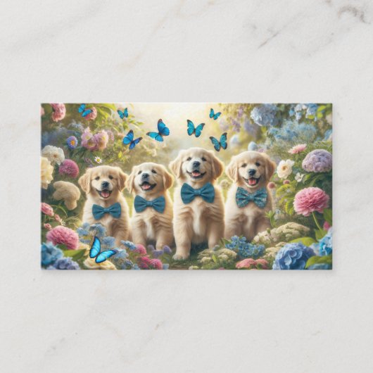 Carte De Visite Quatre Marionnettes Golden Retriever avec des papi (Devant)