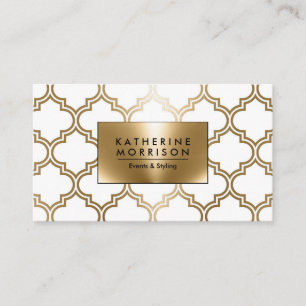 Carte De Visite Quatrefoil géométrique doré