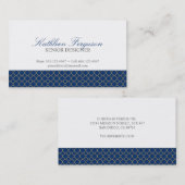 Carte De Visite Quatrefoil marine bleu jaune trèfle moderne motif (Devant / Derrière)