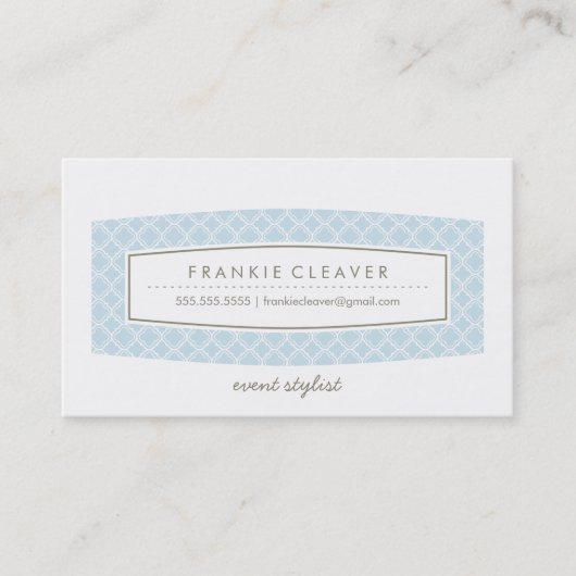 CARTE DE VISITE quatrefoil motif panneau pastel bl (Devant)