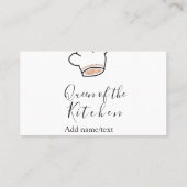 Carte De Visite Queen of the kitchen chef cooking add name crown  (Dos)