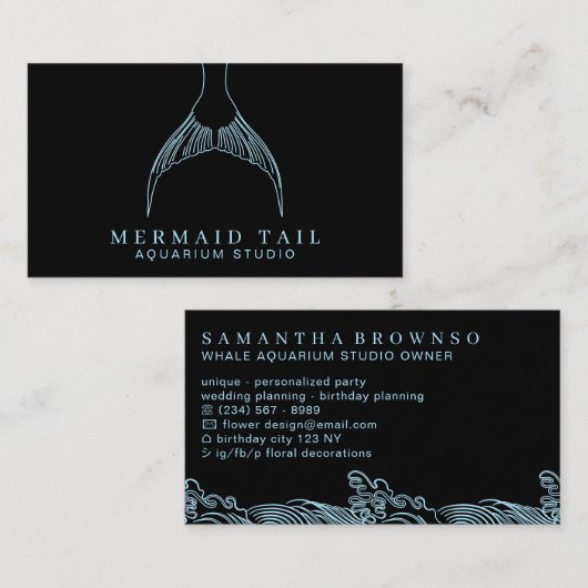 Carte De Visite Queue Aquarium Mermaid (Devant / Derrière)