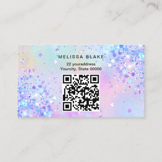 Carte De Visite queue de sirène simulé parties scintillant à colla (Dos)